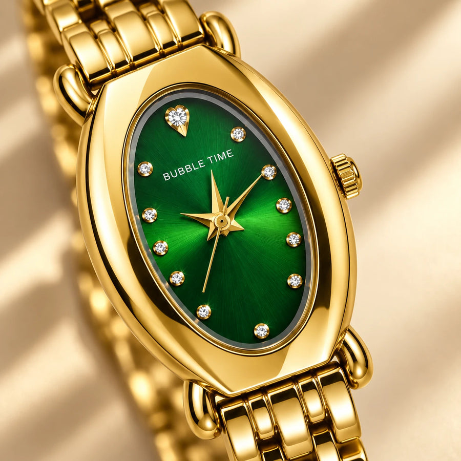 Lena Emerald Oval Watch shown in close detail