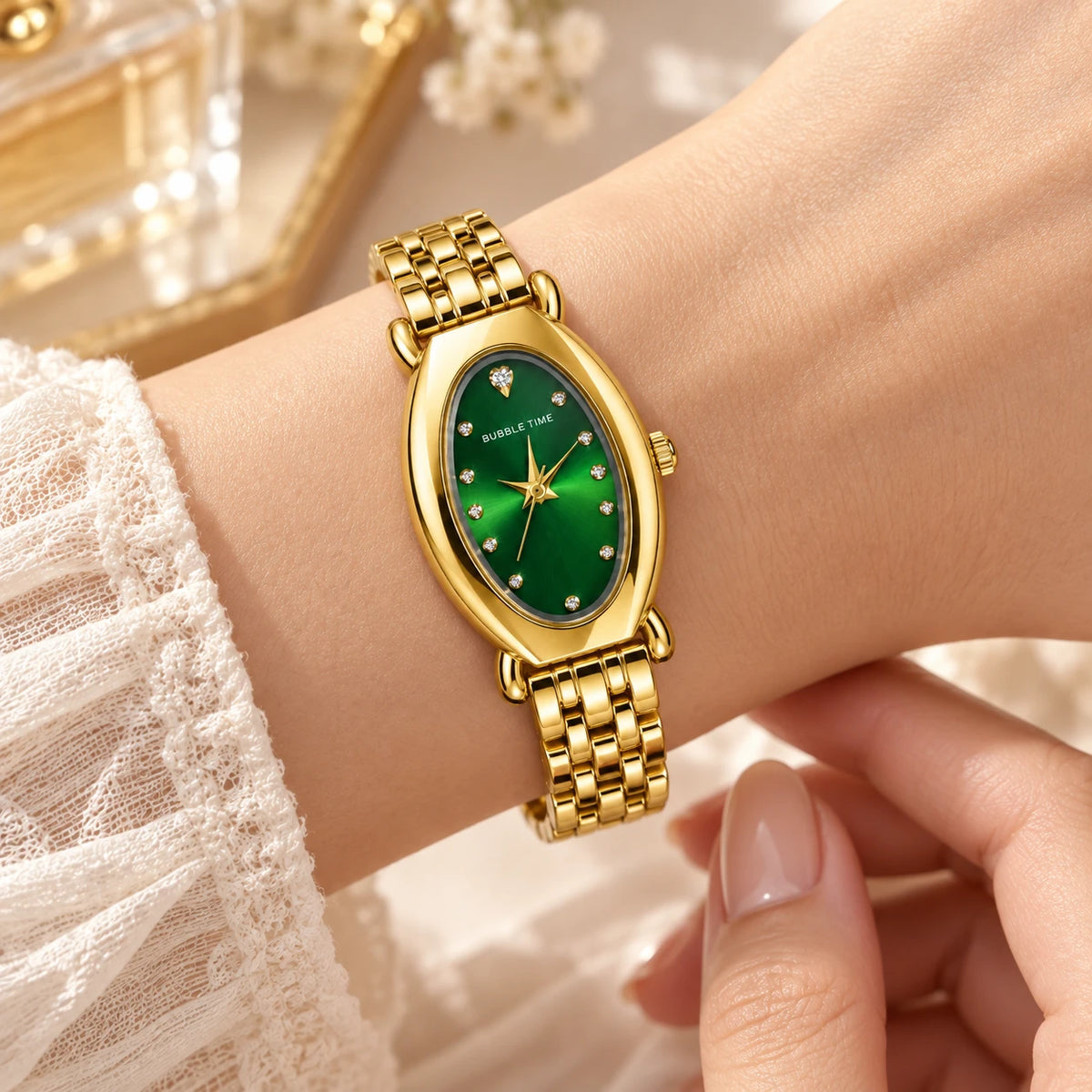 Lena Emerald Oval Watch