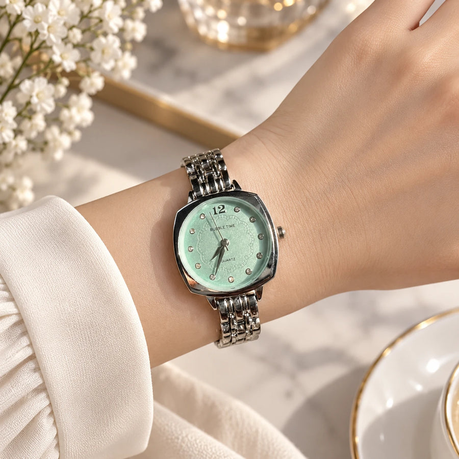 Mira Mint Watch shown in close detail