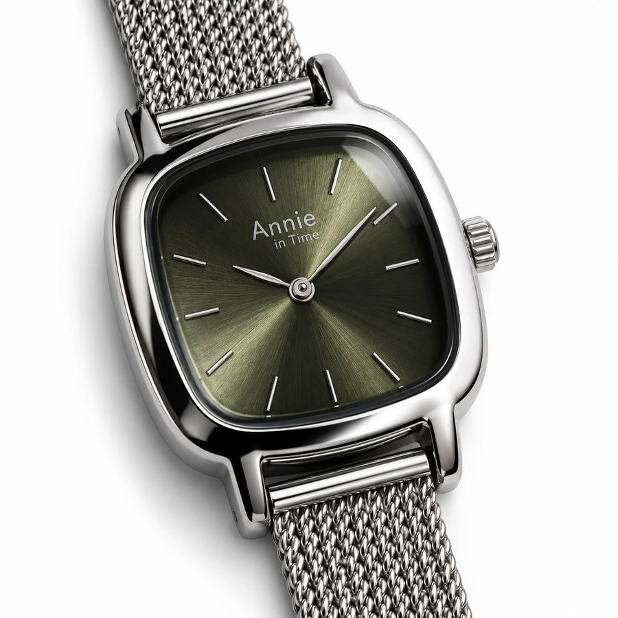 Sera Olive Watch shown in close detail