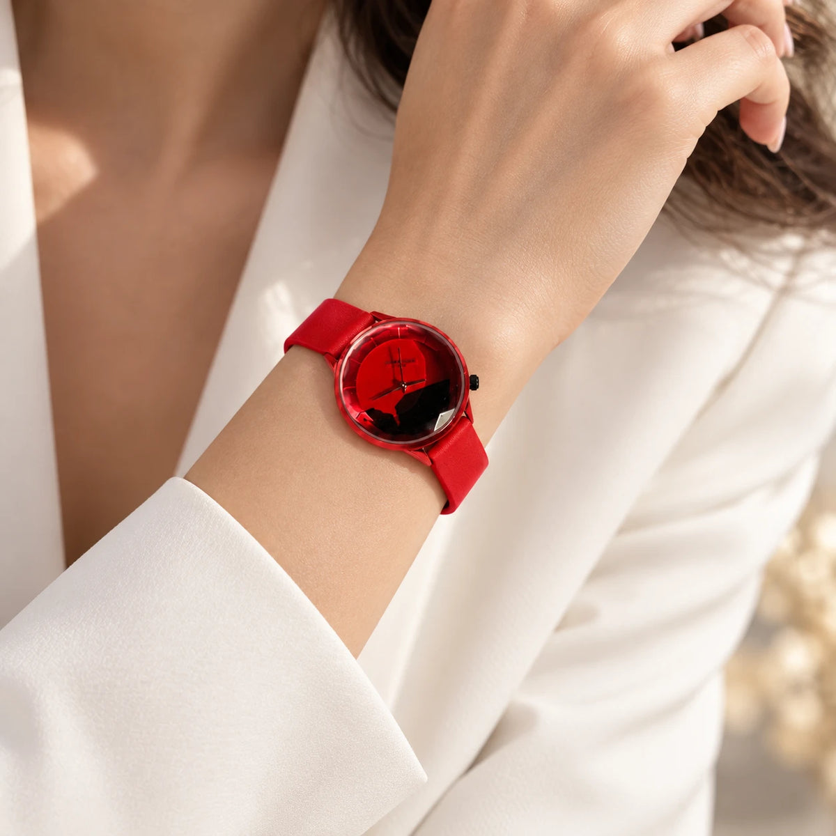Cleo Crimson Watch worn on the wrist